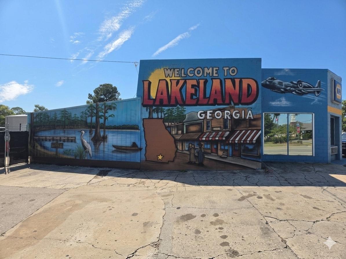 Fender Motors NAPA building mural — Family, Service, Forever